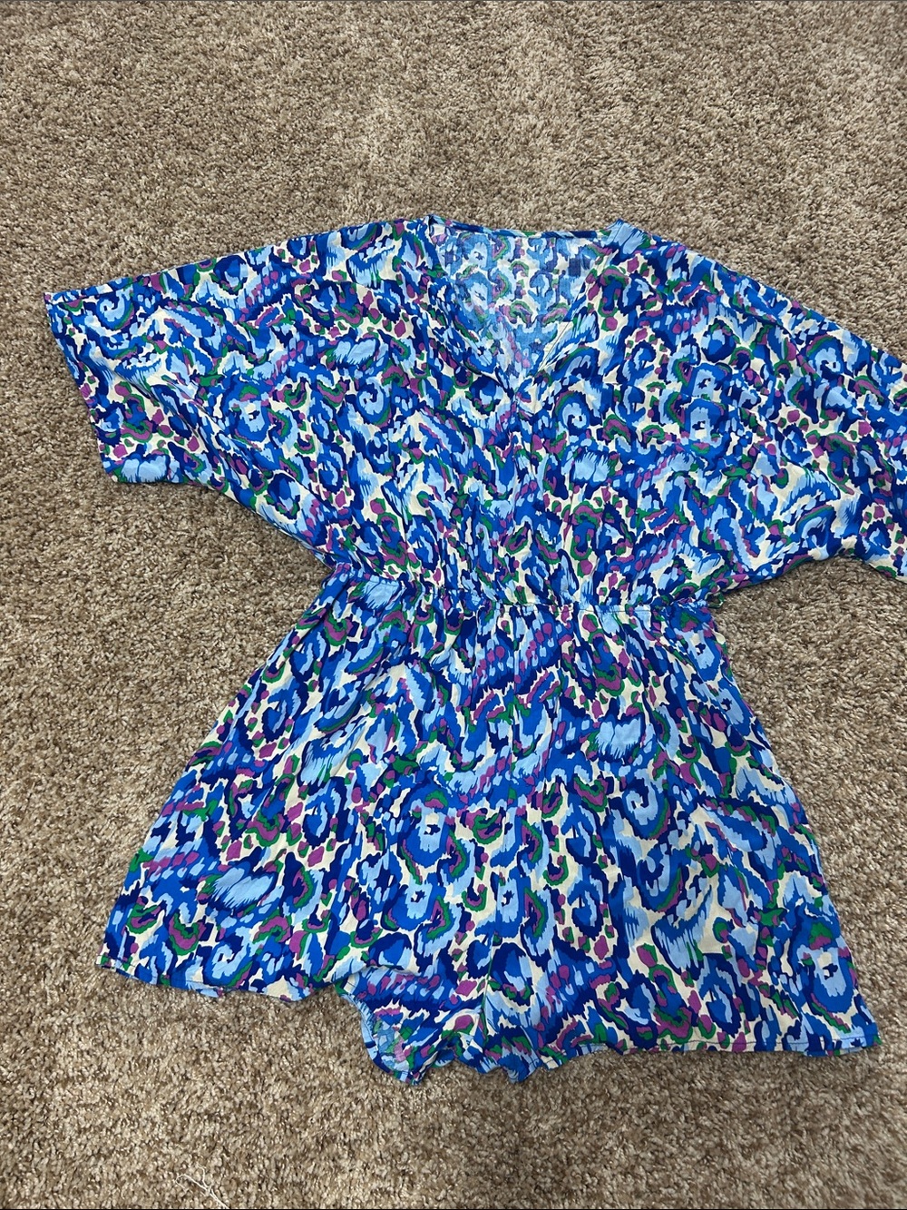 Vibrant Blue Multicolor Printed Romper
